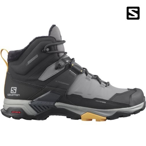 Black / Grey Salomon X Ultra 4 Mid Winter Thinsulate Climasalomon Waterproof Men's Winter Boots | PH 57962Z